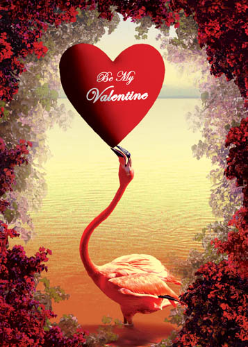 Be My Valentine Flamingo Greeting Card - Click Image to Close